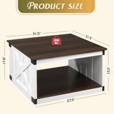 WLIVE Coffee Table, Farmhouse Coffee Table with Open Storage, 31.5" Wood Square Living Room Tables, Rustic Dining Cocktail Center Table for Living Room, Espresso WLIVE