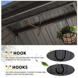 EROMMY 6' x 10' Hardtop Grill Gazebo, Outdoor Metal BBQ Gazebo with Double Galvanized Steel Roof, Permanent Grill Canopy with Side Shelves and Ceiling Hooks for Patio Deck Lawn Backyard Garden (Brown) EROMMY