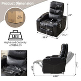 Electric Power Recliner Chair with LED Lights, Home Theater Seating with Swivel Tray Table, Faux Leather Recline Single Sofa Chair for Living Room with Hidden Arm Storage, Cup Holders, Black, 1 Piece Comfort Stretch