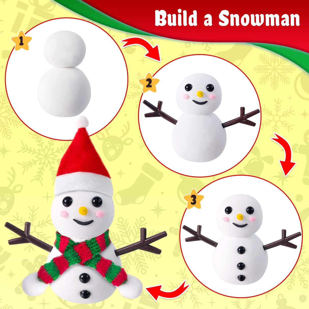 ESSENSON Air Dry Clay Christmas Kit, 36 Colors DIY Modeling Clay Craft Set with Accessories, Christmas Stocking Stuffers for Kids, Xmas Gift for Girls Boys ESSENSON