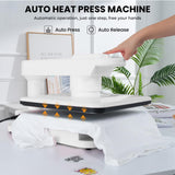 Swivel Auto Heat Press Machine, 15x15 Smart T-Shirt Press with Auto Release & 7-Level Auto Pressure, Higher Heating Height, Heats Up Fast and Evenly Heat for HTV, Sublimation, Heat Transfer Whubefy