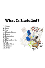 KRAFTSTORIES Turkish Mosaic Lamp Kit DIY Glass Decorative Table Bedside Night Light Tabletop for Living Room Bedroom | Make Your Own Lamp | Antique Bronze Base (Blue) KRAFTSTORIES