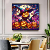 Halloween Pumpkin Moon Diamond Art Kits for Adults, 5D Winter Diamond Painting Kits for Adults Beginners,DIY Full Round Drill Diamond Dot Painting Gem Art Kits for Adult,Home Wall Decor 13.8x13.8 Inch VCLKDIY