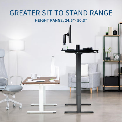 VIVO Electric Height Adjustable 71 x 36 inch Memory Stand Up Desk, Black Table Top, Black Dual Motor Frame with Preset Controller, 2B Series, DESK-KIT-2B7B-36 - WoodArtSupply