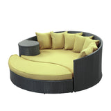 Modway Taiji Outdoor Wicker Patio Daybed with Ottoman in Espresso with Peridot Cushions Modway