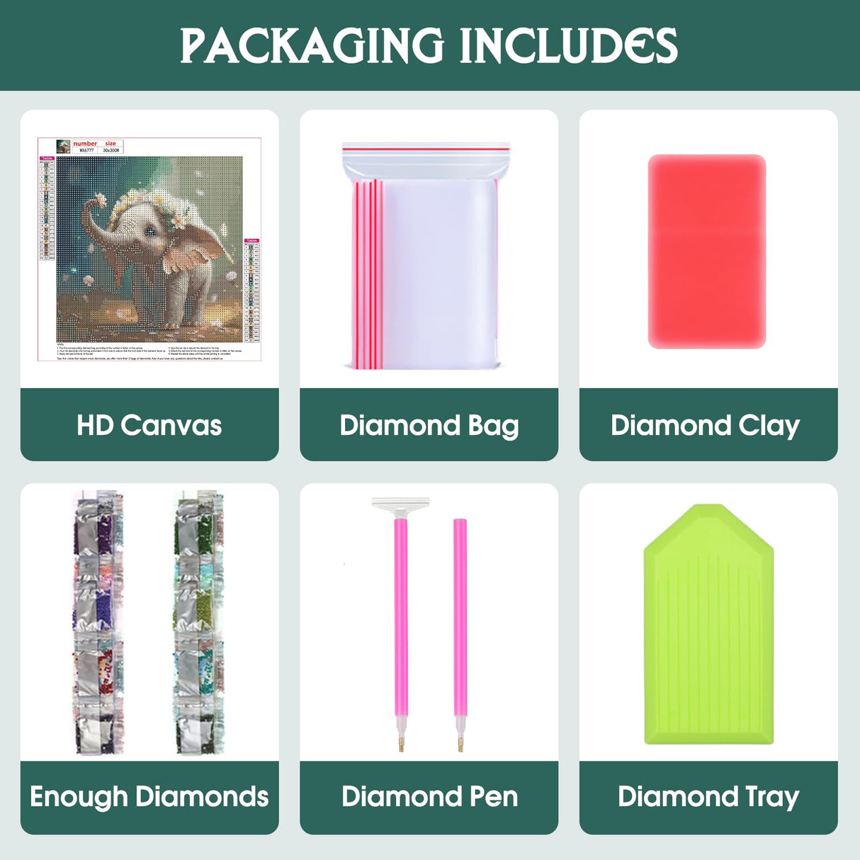 RICUVED Elephant Diamond Painting Kits for Adults, Diamond Art Kits 5D Animal Diamond Art Kits for Beginner, Diamond Dots Painting Full Round Drill Art and Crafts for Home Wall Decor 12x12 Inch RICUVED