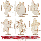 GUDELAK 48PCS Christmas Crafts for Kids, Wooden Christmas Ornaments Unfinished Wood Slices with 6 Styles, DIY Christmas Ornaments Kits for Christmas Tree Holiday Hanging Decorations GUDELAK