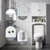 Bealife Over The Toilet Storage Cabinet with Open Shelf, Organizer with Adjustable Shelf and Double Doors,Over The Toilet Storage Shelf Free Standing- White Bealife