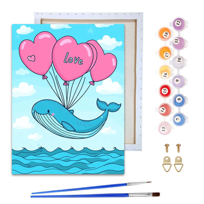 Reofrey Framed Paint by Numbers Kit for Adults & Beginner - 8x12 Inch Canvas Valentine's Day Paint by Numbers - Dolphin Educational & Creative Art Set for Beginners - Perfect for Home Wall Decoration