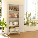 65" Tall Kitchen Cabinet,Food Pantry Cabinets with Doors and Adjustable Shelves,White Metal Storage Cabinets,Large and Portable Arganization Cabinet for Pantries Kitchen Living Room Bathroom Vaernevy