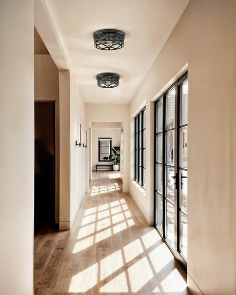 VONLUCE Flush Mount Ceiling Lights, 2-Light Hallway Ceiling Lighting Fixtures, 11 inch Farmhouse Metal Cage Ceiling Lights for Entryway Kitchen, Adjustable Lamp Holders, ETL, 2 pcs, Black VONLUCE