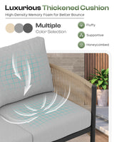 Oasbira Aluminum Outdoor Patio Furniture Set, HDPE Rope 4 Piece Modern Sectional Conversation Sets with Dual-Layer Coffee Table, All Weather Patio Couch Set with Thick Cushions, Gray Frame, Gray Oasbira