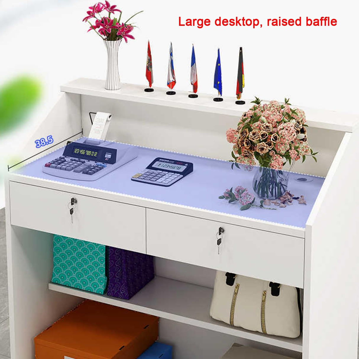 ZXCASDF Modern Reception Desk,Retail Checkout Counter Desk Receptionist Table,Front Office Desk,Front Desk with Cable Grommets，Salon Reception Desk，mostrador para negocio(B,60 * 38cm/23.6 * 15in) ZXCASDF