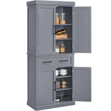Yaheetech Kitchen Pantry Storage Cabinet with Drawer, 72.5" H Cupboard Pantry Cabinets with Adjustable Shelves and Barn Doors for Dining Room/Living Room, Dark Gray Yaheetech