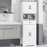 VVFLU Farmhouse Tall Bathroom Storage Cabinet, 67" H Pantry Cabinet, 1 Drawer, 4 Doors, 2 Adjustable Shelves, for Bathroom, Kitchen, Living Room (Americana) VVFLU