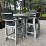 kevinplus Outdoor Patio Table Bar Height Table and Bar Chairs Set of 4, for Garden Backyard Poolside Balcony, Umbrella Hole (5 PCS, Grey and White) kevinplus