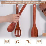 HANSGO 3PCS Wooden Cooking Spatulas, 12inch Wooden Kitchen Utensils Set Dark Brown Wood Spatulas for Cooking Stirring Frying Mixing Sauteing HANSGO