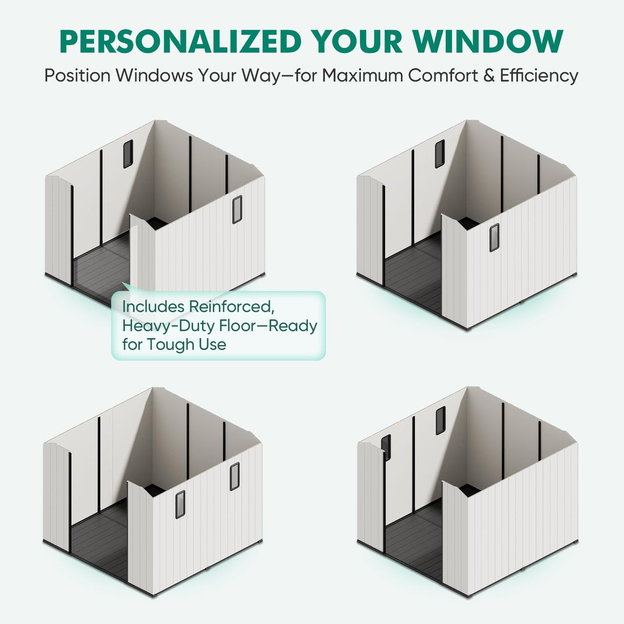 INTER HUT 8x6 Resin Outdoor Storage Shed with Floor, Plastic Tool Shed for Gardening, Patio, and Deck, White/Gray INTER HUT