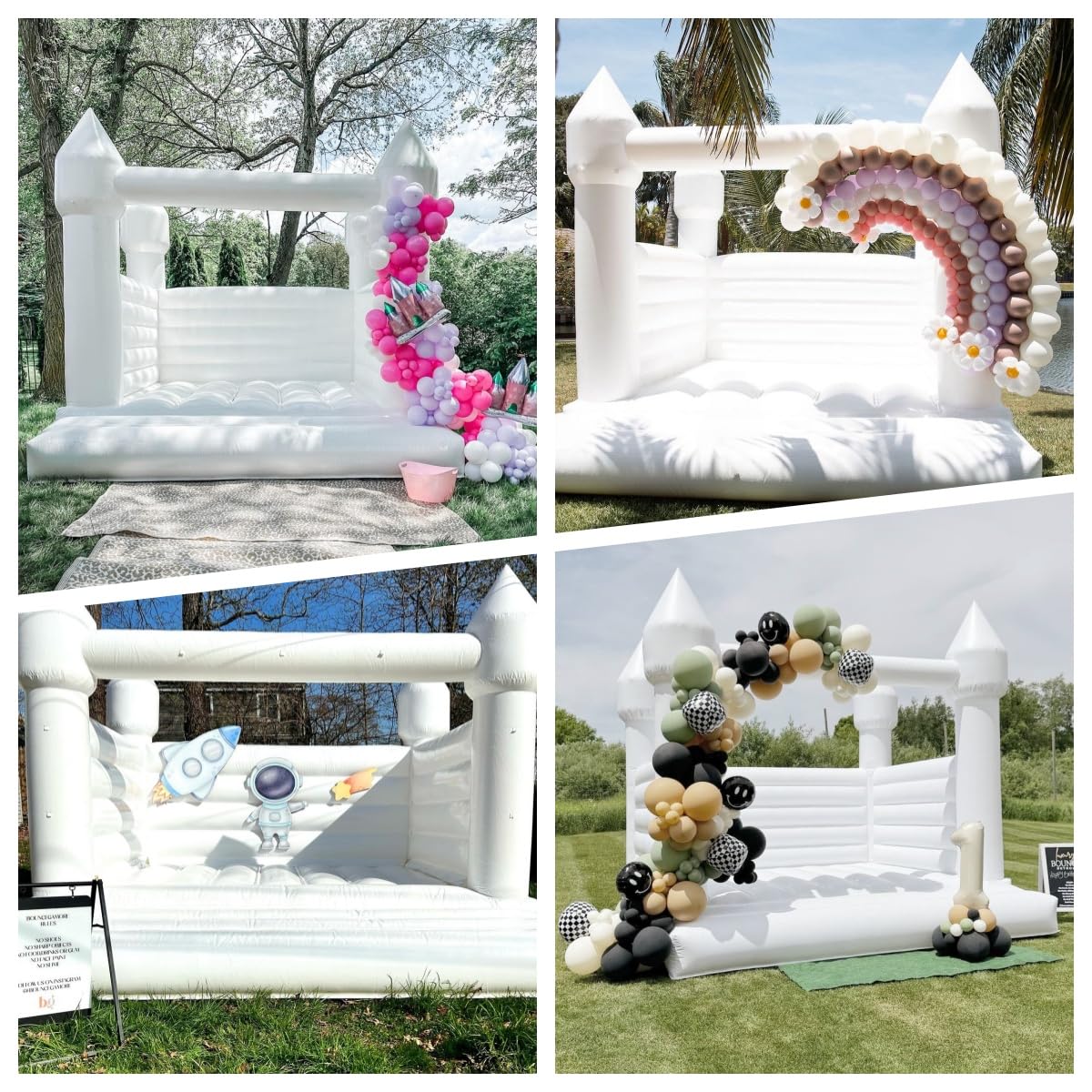 White Bounce House for Adults Kids, 100% PVC Commercial Grade Bounce House with 750W Blower Large Inflatable Balloon House for Birthday Party Wedding Gender Reveal and Other Celebrations 13x11.5x10ft awesmflate
