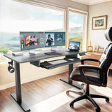 HUANUO Standing Desk Adjustable Height, 48" x 24" Electric Stand Up Desk for Home Office with Large Keyboard Tray(26.7"), 4 Memory Height Setting, Computer Workstation, Grey HUANUO