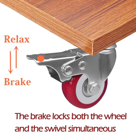ABSLIMUS 2 inch Casters Load 800lbs, Set of 4 with Brake, Advanced Polyurethane (PU) Floor Protection, Noise-Free 360 Degree Swivel Plate Heavy Duty Caster Wheels (Free 16 Screws and a Screwdriver) ABSLIMUS