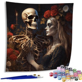 Diymood Paint by Numbers for Adults Skeleton Bride, DIY Oil Painting Roses Acrylic Paint by Number Kits for Kids Adults Beginner for Home Wall Decor 20x20 inch Diymood