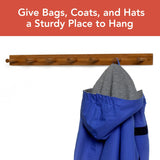 Spectrum Wall Mount 7-Peg Wood Rack (Bamboo) - Organizer for Bathroom, Kitchen, Laundry Room, Office, Garage, Classroom, & More / Hang Entryway Coats, Purses, Scarves, & Hats Spectrum