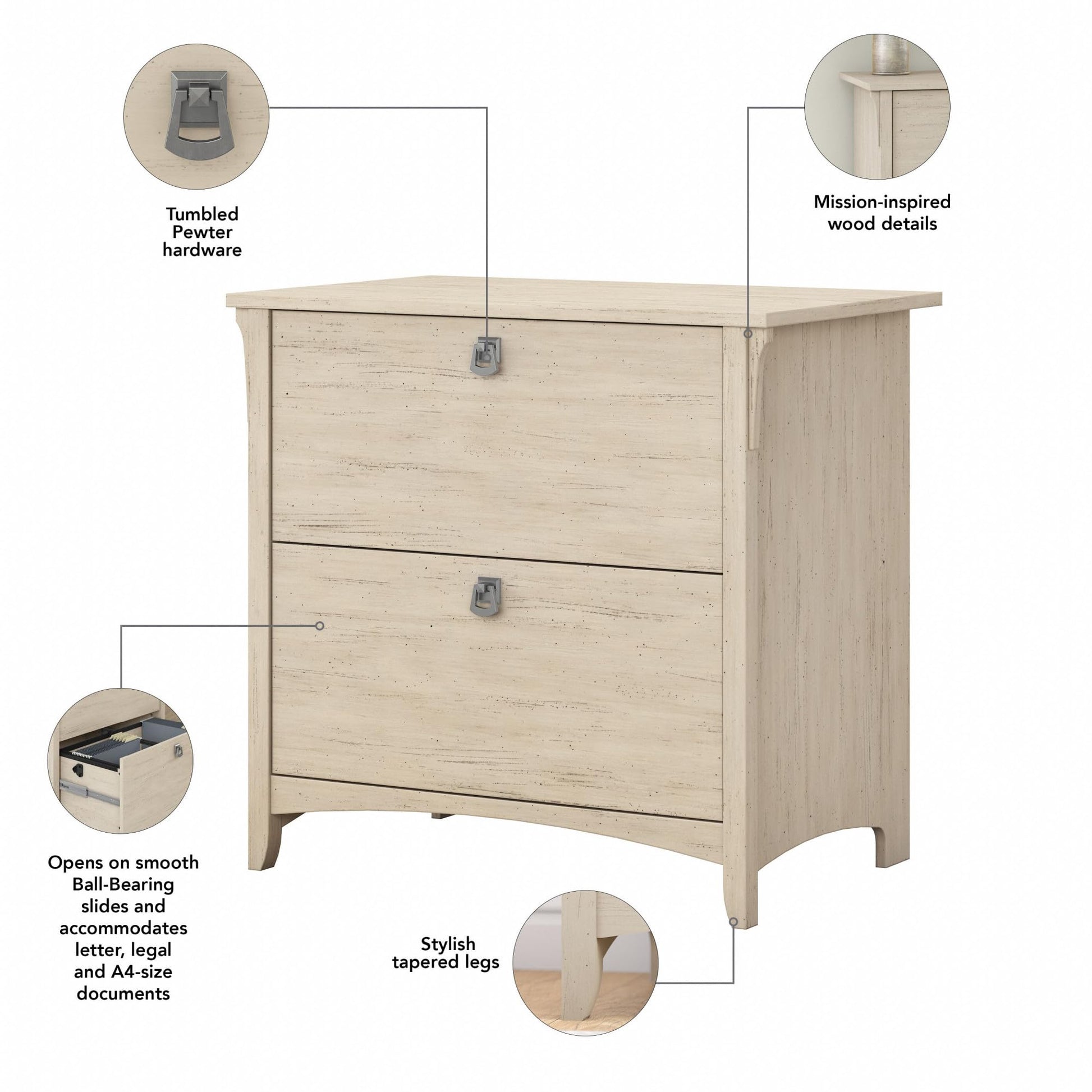 Salinas Farmhouse 2 Drawer Lateral File Cabinet for Home Office Storage - WoodArtSupply