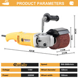 Burnishing Polishing Machine, 2200W Electric Wire Drawing Machine 110V Wheel Polisher Sander with 2 Wheels #80#180#, for Metal Stainless Steel Wood Polishing Consfly