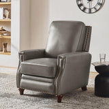 HULALA HOME Genuine Leather Recliner Chair, Classic Push Back Recliner Armchair with Thick Seat and Backrest, Comfy Adjustable Home Theater Single Recliner w/Nailhead Decor for Living Room (Dove) HULALA HOME