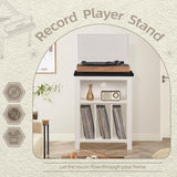 Record Player Stand with Vinyl Record Storage Holds up to 160 Albums,Large Wood Record Player Table Dispaly Shelf，White Turntable Stand Cabinet for Living Room,Bedroom,Office 8 Joaxswe