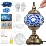 BOHMR DIY Turkish Mosaic Lamp Kit,Table Lamp Making Kit,Easy No Skills Craft for Family Team,Decorative Table Desk Light Crfat Kit for Living Room Bedroom, Make Your Own Table Lamp,Gifts,Blue BOHMR