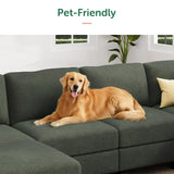 HONBAY Corduroy Sectional Couch with Storage U Shaped Sectional Sofa Modular Sectional Couches for Living Room, Green HONBAY