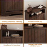 Shoe Storage Cabinet with 2 Flip Drawers, 24" W Farmhouse Modern Hidden Shoes Rack Cabinet with Adjustable Shelves & Open Storage, Narrow Slim Shoe Organizer for Front Door Entrance, Entryway, Walnut WINWY