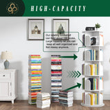 Rotating Bookshelf Tower 5 Tier,Spinning Bookcase, Revolving 360 Book Shelf Narrow Tall Bookcase, Vertical Turning Round storage Bookshelf ,Book Shelf Organizer for Bedroom, Living Room, White hhgrapehh