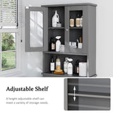 Meilocar Over The Toilet Storage Cabinet, Bathroom Storage Cabinet Over Toilet, Space Saver with 2 Tempered Glass Doors, Grey Meilocar