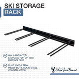 StoreYourBoard Ski Wall Storage Rack – Ski Rack Wall Mount Holds 8 Pairs, Heavy-Duty Steel Ski Holders for Wall, Space-Saving Ski Rack for Garage & Home, Holds Up to 200 lbs StoreYourBoard