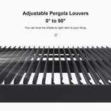 PURPLE LEAF LED Louvered Pergola 11'x 14' Full Aluminum Frame and Adjustable Roof Integrated Strip Lights for Outdoor Deck Garden Patio Gray Hardtop Gazebo Pergola PURPLE LEAF