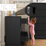 Seeday Dresser for Bedroom, Modern Wooden Dresser Closet Dressers,6 Drawer Dressers for Living Room, Entryway, or Hallway, Black Seeday