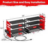 POKIPO Large Power Tool Organizer Wall Mount with Charging Station,4 Layer Heavy Duty Metal Tool Storage Shelf Loads 600lbs,Battery Utility Rack With 4 Outlet Power Strip with 8 Cordless Drill Holder POKIPO