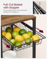 VASAGLE Rustic Walnut Baker's Rack with Integrated Charging Station and Storage Solutions VASAGLE