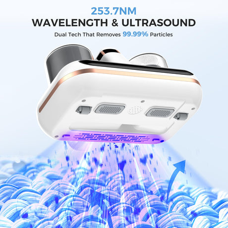 Amzany Mattress Vacuum Cleaner - 5-in-1 Cordless Bed Vacuum Cleaner, Powered by UV-C Light & Ultrasonic Technology, 16Kpa Strong Suction,Low Noise,Suitable for Dust, Pet Hair, Etc. Amzany