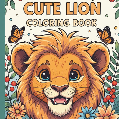 Cute Lion Coloring Book for Kids: Fun & Easy Animal Coloring Pages Majosta