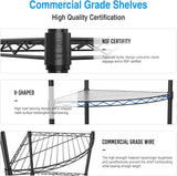 Corner Shelf Wire Shelving Unit, 6 Tier NSF Metal 420lbs Capacity Heavy Duty Adjustable Storage Rack with Shelf Liners for Closet Kitchen Bathroom Garage Basement, 72" H x 18" L x 18" D - Black pouseayar