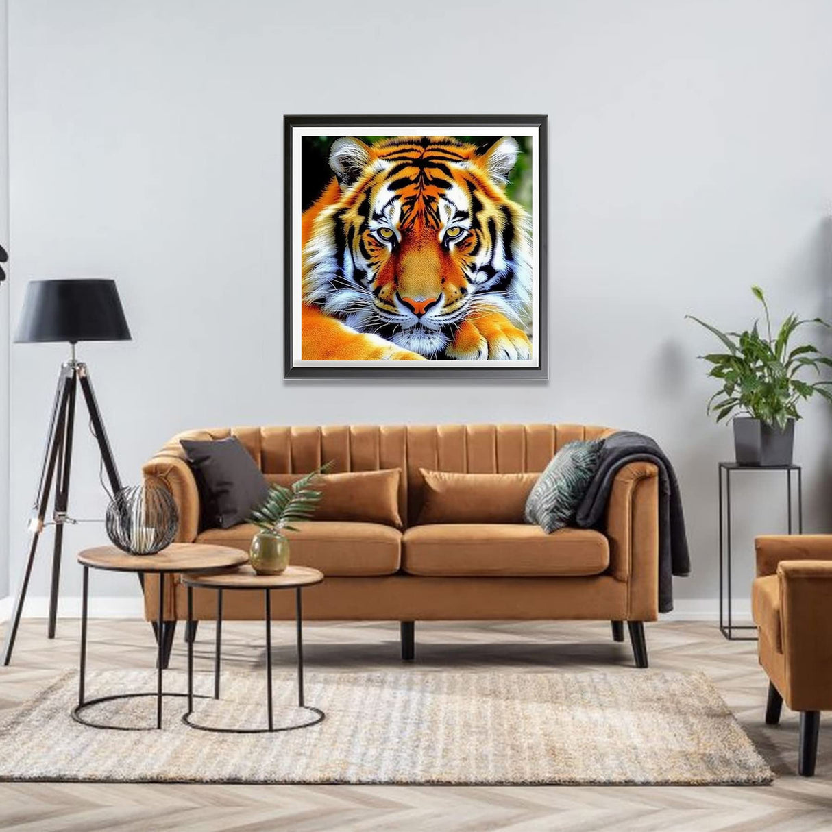 LOMSIOY DIY 5D Diamond Art Kits for Adults, Tiger Diamond Painting Kits for Beginner, Animal Diamond Art with Round Full Drill Rhinestone Crafts Gem Arts for Home Wall Decor 12 * 12 inch LOMSIOY