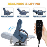 Trustyue Dual Motor Power Lift Recliner Chair, Lift Chair with Massage and Heat for Elderly, Lay Flat Recliner, Standing Assistance, Infinite Position Reclining, Living Room Chair, Chenille, Blue Trustyue