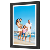 Americanflat 12x18 Poster Frame with Shatter-Resistant Glass - Use as 11x17 Frame with Mat or 12x18 Frame Without Mat - Hudson Collection - Wide Photo Frame for Wall display - Black Americanflat