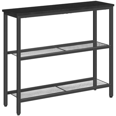 HOOBRO 29.5" Narrow Console Table, 3-Tier Entryway Table, Thin Sofa Table with Shelves, Side Table, Display Table, for Hallway, Entrance, Living Room, Bedroom, Black BB73XG01