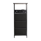 Flash Furniture Sodano 3 Nightstand with Charging Station, 2 USB Ports and 1 Outlet, Metal, Engineered Wood Top, Handles, Set of 1, Charcoal Drawers/Black Frame Flash Furniture