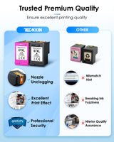 TECKKIN 67XL Ink Cartridge Remanufactured Replacement for HP Ink 67 67XL Works for HP DeskJet 2700 2700e 2755e 2755 4155e 4155 Envy 6055e 6455e 6400 6055 Envy Pro 6452 6458 6475 Printer (Black,Color) TECKKIN